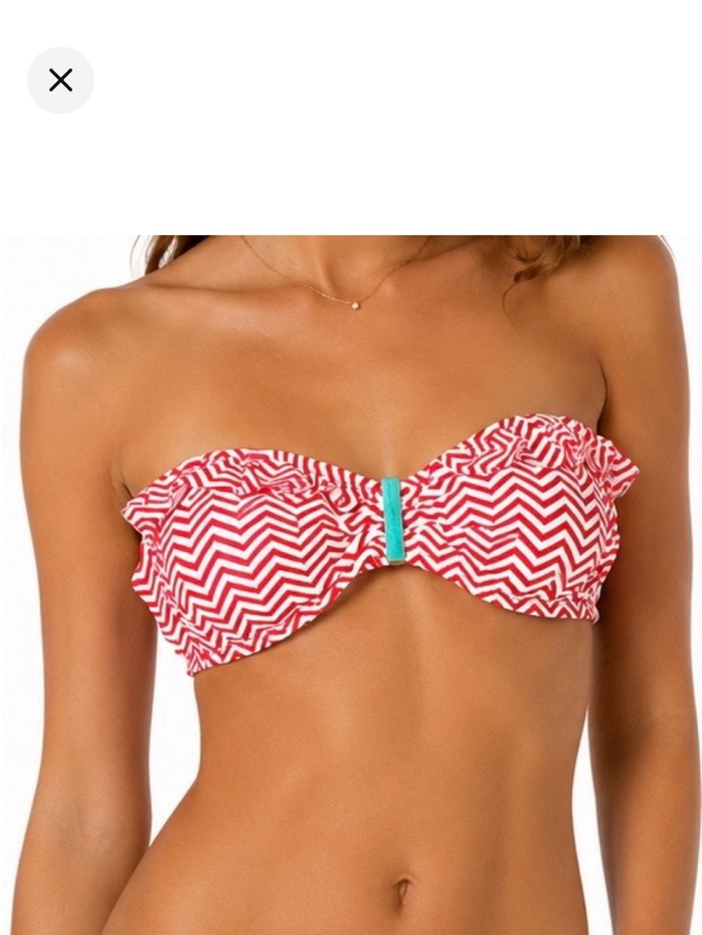 Xhilaration‎ Red and White Chevron Bikini Top